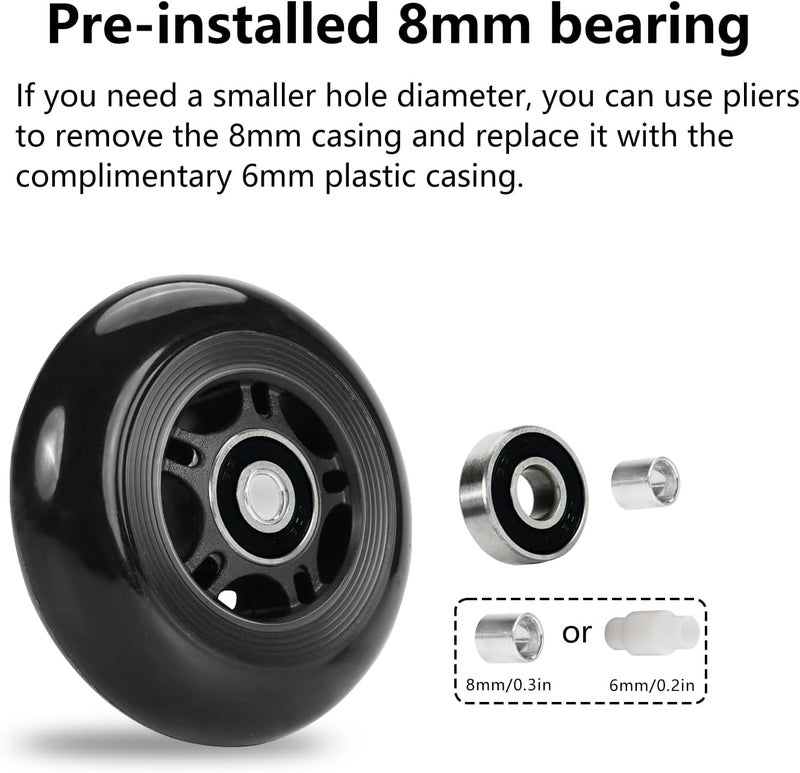 FLYDAZZLE Inline Skate Wheels: 72mm 76mm 80mm Roller Hockey Blade Replacement Wheels with ABEC 9 Bearing for Indoor Outdoor (8 Pack) (80 mm) - Image 2
